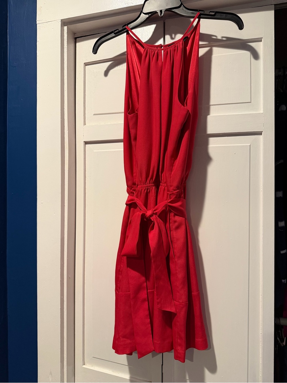 Express Satin Sleeveless Dress with Tie Waist
